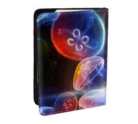FLYIFE Colorful Jellyfish Printed Passport Holder Cover, PU Leather Passport Cover Case Travel Passport Wallet for Women Men