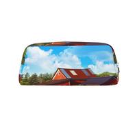 FLYIFE Company Farm Tractor Printed Leather Pencil Case for Girls Boys - Silver Zipper Pencil Bag Pen Pouch Cosmetic Organizer Bag for School Office Travel