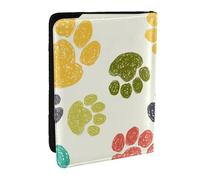 FLYIFE Cute Colorful Dog Paw Printed Passport Holder Cover, PU Leather Passport Cover Case Travel Passport Wallet for Women Men