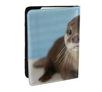 FLYIFE Cute Otter Printed Passport Holder Cover, PU Leather Passport Cover Case Travel Passport Wallet for Women Men