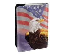 FLYIFE Eagle with USA Flag Printed Passport Holder Cover, PU Leather Passport Cover Case Travel Passport Wallet for Women Men