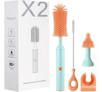 FLYIFE Electric Cleaning Brush Set-Rechargeable Automatic Cleaner for Baby Bottles, Teats, and Straws with Disinfectable Soft Silicone-Efficient and Time-Saving Cleanup Solution, Blue, Standard