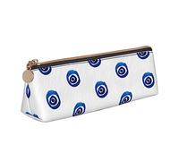 FLYIFE Evil Eyes Triangle Leather Pencil Case for Girls Boys, Zipper Pencil Bag Pen Pouch Bag Organizer for Student School Office College