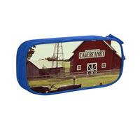 FLYIFE Farm Houses Windmill Tractor Large Pencil Bag with 2 Compartments Pencil Pen Case Pencil Pouch Bag Organizer for Girls Boys Student School Office College, Blue