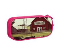 FLYIFE Farm Houses Windmill Tractor Large Pencil Bag with 2 Compartments Pencil Pen Case Pencil Pouch Bag Organizer for Girls Boys Student School Office College, Pink