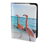 FLYIFE Flamingo on Beach Printed Passport Holder Cover 5.5 inches, Leather Passport Cover Case Travel Passport Wallet for Women Men