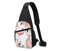 FLYIFE Floral with Flamingo Printed Sling Bag Chest Bag for Men Women, Casual Sling Shoulder Backpack Crossbody Bag