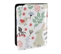 FLYIFE Flowers Bunnies Birds Printed Passport Holder Cover, PU Leather Passport Cover Case Travel Passport Wallet for Women Men
