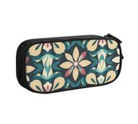 FLYIFE Geometric Floral Pattern Large Pencil Bag with 2 Compartments Pencil Pen Case Pencil Pouch Bag Organizer for Girls Boys Student School Office College, Black