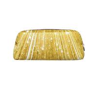 FLYIFE Gold Bling Printed Leather Pencil Case for Girls Boys - Silver Zipper Pencil Bag Pen Pouch Cosmetic Organizer Bag for School Office Travel