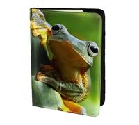 FLYIFE Green Frog Printed Passport Holder Cover 5.5 inches, Leather Passport Cover Case Travel Passport Wallet for Women Men