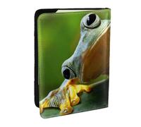 FLYIFE Green Frog Printed Passport Holder Cover, PU Leather Passport Cover Case Travel Passport Wallet for Women Men