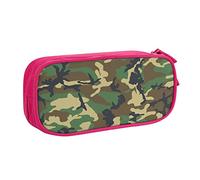 FLYIFE Green Military Camo Large Pencil Bag with 2 Compartments Pencil Pen Case Pencil Pouch Bag Organizer for Girls Boys Student School Office College -One Size