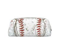 FLYIFE Hand Drawn Baseball Bats and Ball Printed Leather Pencil Case for Girls Boys - Gold Zipper Pencil Bag Pen Pouch Cosmetic Organizer Bag for School Office Travel