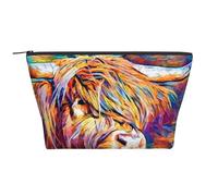 FLYIFE Highland Cow Printed Trapezoidal Cosmetic Bags Makeup Organizer Case - Travel Portable and Stylish Storage Organiser