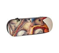 FLYIFE Human Anatomy Heart Chart Printed Leather Pencil Case & Makeup Bag for Student School Office College - Stationery Bag for Pens, Keys, and More!