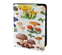 FLYIFE Japanese Painting Mushroom Printed Passport Holder Cover 5.5 inches, Leather Passport Cover Case Travel Passport Wallet for Women Men