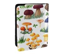 FLYIFE Japanese Painting Mushroom Printed Passport Holder Cover, PU Leather Passport Cover Case Travel Passport Wallet for Women Men