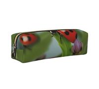 FLYIFE Ladybug Leather Pencil Case Gold Zipper Pen Pencil Pouch Bag Organizer for Girls Boys Student School Office College