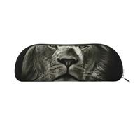 FLYIFE Leather Pencil Case with Black Lion Print - Gold Zipper Pencil Bag Pen Pouch for Girls Boys, Cosmetic Organizer Bag for School Office Travel