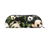 FLYIFE Leather Pencil Case with Cute Panda Print - Gold Zipper Pencil Bag Pen Pouch for Girls Boys, Cosmetic Organizer Bag for School Office Travel