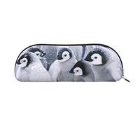 FLYIFE Leather Pencil Case with Cute Penguin Print - Gold Zipper Pencil Bag Pen Pouch for Girls Boys, Cosmetic Organizer Bag for School Office Travel