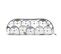FLYIFE Leather Pencil Case with Cute Penguin Print - Gold Zipper Pencil Bag Pen Pouch for Girls Boys, Cosmetic Organizer Bag for School Office Travel
