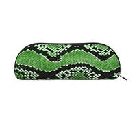FLYIFE Leather Pencil Case with Green Snakeskin Print - Gold Zipper Pencil Bag Pen Pouch for Girls Boys, Cosmetic Organizer Bag for School Office Travel