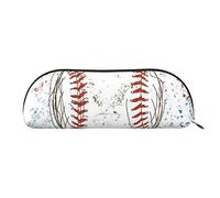 FLYIFE Leather Pencil Case with Hand Drawn Baseball Bats and Ball Print - Gold Zipper Pencil Bag Pen Pouch for Girls Boys, Cosmetic Organizer Bag for School Office Travel