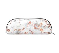 FLYIFE Leather Pencil Case with Marble Texture Copper Splatter Print - Silver Zipper Pencil Bag Pen Pouch for Girls Boys, Cosmetic Organizer Bag for School Office Travel