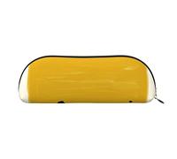 FLYIFE Leather Pencil Case with Mustard Yellow and Black Print - Gold Zipper Pencil Bag Pen Pouch for Girls Boys, Cosmetic Organizer Bag for School Office Travel