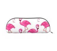 FLYIFE Leather Pencil Case with Pink Flamingo Print - Gold Zipper Pencil Bag Pen Pouch for Girls Boys, Cosmetic Organizer Bag for School Office Travel