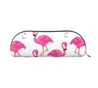 FLYIFE Leather Pencil Case with Pink Flamingo Print - Silver Zipper Pencil Bag Pen Pouch for Girls Boys, Cosmetic Organizer Bag for School Office Travel