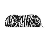 FLYIFE Leather Pencil Case with Zebra Print Print - Silver Zipper Pencil Bag Pen Pouch for Girls Boys, Cosmetic Organizer Bag for School Office Travel
