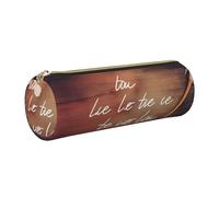 FLYIFE Let All You do be Done with Love Printed Cylindrical Leather Pencil Case for Girls Boys, Gold Zipper Pencil Bag Pen Pouch Organizer for Student School Office College