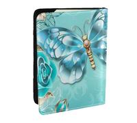 FLYIFE Light Blue Butterfly Printed Passport Holder Cover, PU Leather Passport Cover Case Travel Passport Wallet for Women Men