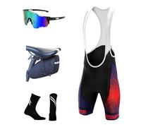 FLYIFE Men's Cycling Bib Shorts with Gel & Sponge Padding, Mountain Biking Pants MTB Bike Shorts (6XL, Black)