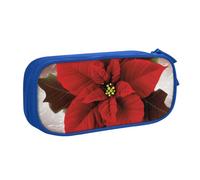 FLYIFE Merry Christmas Flower Large Pencil Bag with 2 Compartments Pencil Pen Case Pencil Pouch Bag Organizer for Girls Boys Student School Office College, Blue