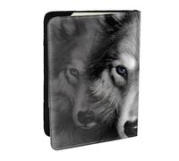 FLYIFE Mountain Wolf Printed Passport Holder Cover, PU Leather Passport Cover Case Travel Passport Wallet for Women Men