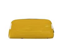 FLYIFE Mustard Yellow and Black Printed Leather Pencil Case for Girls Boys - Gold Zipper Pencil Bag Pen Pouch Cosmetic Organizer Bag for School Office Travel
