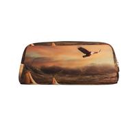 FLYIFE Native American Tribes Printed Leather Pencil Case for Girls Boys - Gold Zipper Pencil Bag Pen Pouch Cosmetic Organizer Bag for School Office Travel
