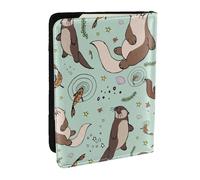 FLYIFE Otters Printed Passport Holder Cover, PU Leather Passport Cover Case Travel Passport Wallet for Women Men