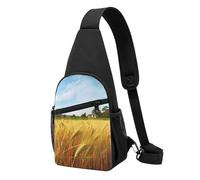 FLYIFE Paddy Rice Field Printed Sling Bag Chest Bag for Men Women, Casual Sling Shoulder Backpack Crossbody Bag
