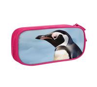 FLYIFE Penguin Print Large Pencil Bag with 2 Compartments Pencil Pen Case Pencil Pouch Bag Organizer for Girls Boys Student School Office College, Pink