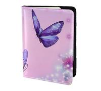 FLYIFE Pink Butterfly Printed Passport Holder Cover 5.5 inches, Leather Passport Cover Case Travel Passport Wallet for Women Men