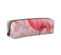 FLYIFE Pink Flamingo and Snowflake Leather Pencil Case Silver Zipper Pen Pencil Pouch Bag Organizer for Girls Boys Student School Office College