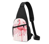 FLYIFE Pink Flamingo and Snowflake Printed Sling Bag Chest Bag for Men Women, Casual Sling Shoulder Backpack Crossbody Bag