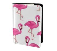 FLYIFE Pink Flamingo Printed Passport Holder Cover 5.5 inches, Leather Passport Cover Case Travel Passport Wallet for Women Men
