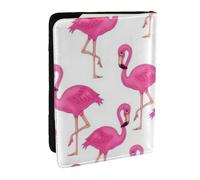 FLYIFE Pink Flamingo Printed Passport Holder Cover, PU Leather Passport Cover Case Travel Passport Wallet for Women Men