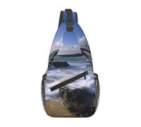 FLYIFE Puerto Rico Beach Printed Sling Shoulder Bags for Men Women Crossbody Backpack Hiking Sports Chest Pack School Bag